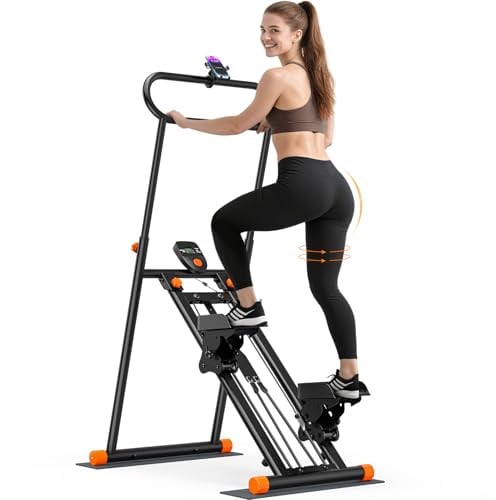 Stair Stepper für Zuhause Treppentrainer für Heimfitnessstudio, klappbarer Vertikalkletterer mit verstellbarem Widerstand & Pedalen, LCD-Anzeige, Cardio-Trainingsgerät für Ganzkörper-Workout