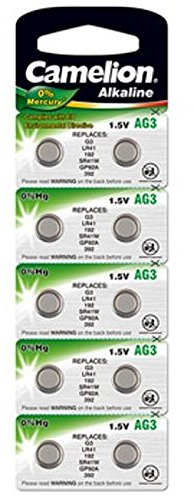 10 Stk. (1 Blister) Camelion 0%HG Alkaline 1,5V Knopfzellen Uhren-Batterien AG3, 192, 392, SR41, LR41