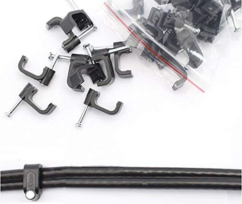 SSL 100 Black Twin/Shotgun/Double Coaxial Cable Clips -WF65/CT63 Dual Outdoor for Sky Sat/Satellite Wire Clip - Thin-Lead-Plus + HD