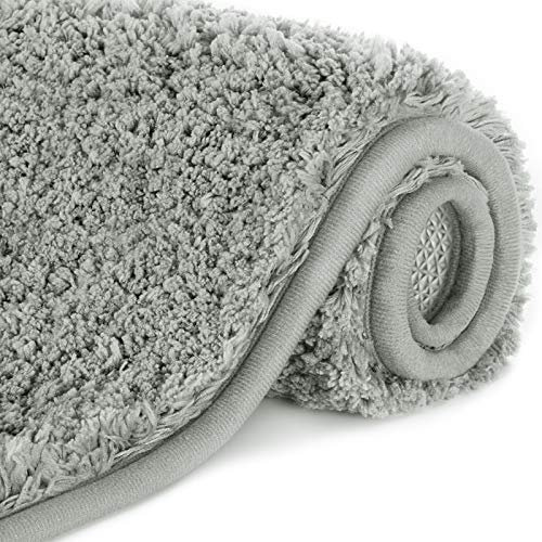 Lifewit Tapis de Bain Absorbant Antidérapant Extra Epais Tapis de Douche Microfibre de pour Salle de Bain Gris 60 × 40 cm
