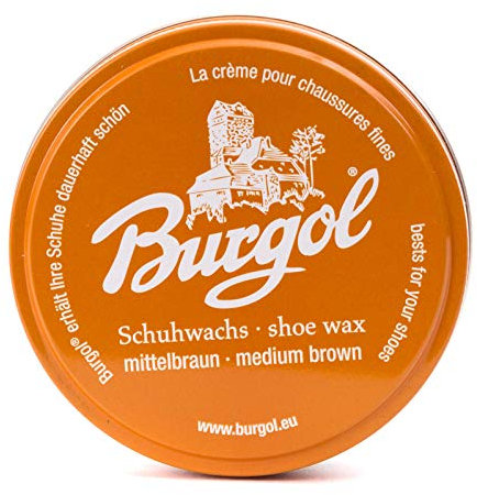 Burgol - Schuhpflegesets mit Schuhwachs - shoe wax 100 ml Blechdose: Farbe: Mittelbraun (2-er Set)