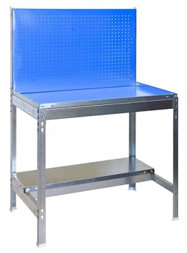 Simon Rack 1 x Gartentisch, Werkzeugplatte, galvanisiert/blau, 1440 x 900 x 400 cm