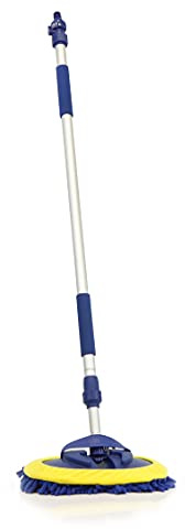 Streetwize - 1.65m Extendable Car Wash Brush, Telescopic Flow Thru Brush | Chenille Head, Hose Connector, Soft Grip Handles, Aluminium Pole, Non Abrasive Fibres, Brush Head Size: 25cm (W) x 16.5cm (H)