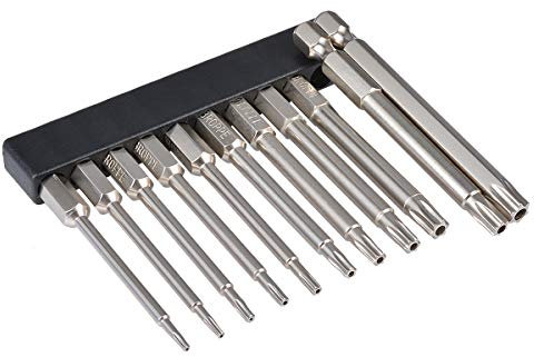 KATUR 11Tlg Sechskantschaft Magnetic Star Torx Sicherheitskopf Schraubendreher Bits Set für PC, Brille, Handy, Laptop, Uhrmacher (75mm Länge)