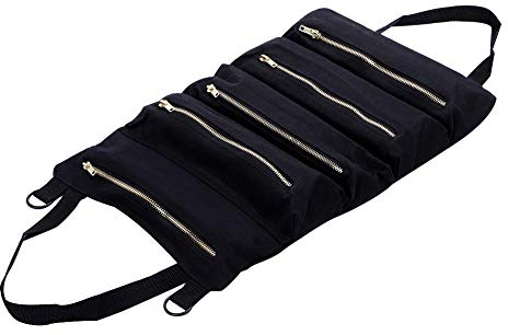 Werkzeugtaschen Beutel Rolle Mehrzweck-Hängewerkzeug Super-Aufbewahrungskoffer Aufrollbeutel Reißverschlusstasche Tote Tool Organizer Eimer 5 Reißverschlusstaschen