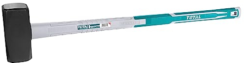 TOTAL - Martello da Muratore | 5 kg e 900 mm di Lunghezza | Ideale per la Costruzione | Alta Resistenza all'Impatto | Testa Quadrata in Acciaio al Carbonio Forgiato | Manico in Fibra