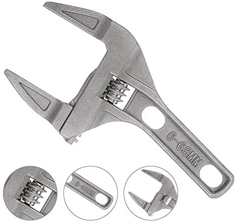 Yumi V Adjustable Aluminum Alloy Wrench, 6-68mm Large Opening Wide Jaw, Short Handle, Ultra-Thin, Basin Wrench, Hand Repair Tool for Bathroom Washbasin Tube