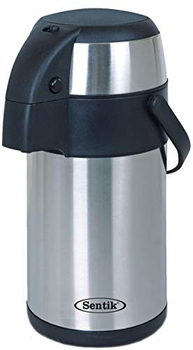 3 or 5 litre Stainless Steel Unbreakable Pump Action Airpot Tea Coffee, Suitable for Hot and Cold Drinks or Soups with Carry Handle Anti Spillage Highly Durable and Compact (5 litre)