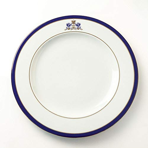 FranquiHOgar Platos de presentación (12 platos) Grandes 30 cm, Bajoplatos de Porcelana para Servir Clásicos | Juego de Platos Duisburg Blancos Decorados con Oro y un Toque de Azul Cobalto