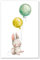 Postereck - 3618 - Kinderzimmer, Hase Tier Luftballon Fliegen Süss - Kinder Kinderzimmer Kinderbild Wandposter Fotoposter Bilder Wandbild Wandbilder - Poster - 4:3-61,0 cm x 45,5 cm