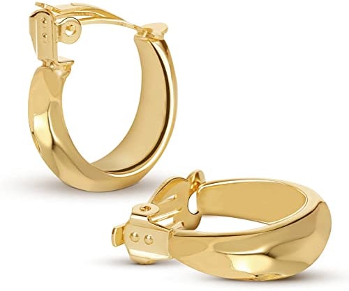 LILIE&WHITE Clip Earrings Gold-Tone Clip-On Hoop Earrings, Elegant Round Design for Women, Lightweight and Comfortable, Ideal Jewellery for Everyday Wear and Special Occasions