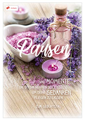 KE - Duftende Geburtstagskarte im DIN B6 Format, Inklusive Umschlag - Geschenk für besondere Anlässe - Motiv: Pausen