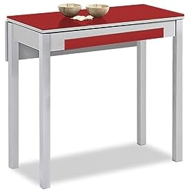 ASTIMESA Mesa de Cocina, Metal, Rojo, 80x40cm-extendida 80x60 cms