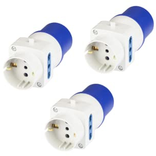 Poly Pool PP0642.3 Kit 3 Adattatori Industriali Triplo CEE 3 Poli Spina IEC309 Grande 16A, 2 Prese Standard Italiano Bivalenti e 1 Presa Civile Standard, 3 Pezzi
