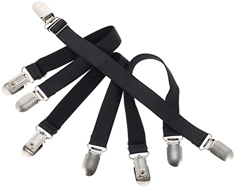 4 Stück Unisex Strumpfgürtel, elastisch, Oberschenkelhoch, Strumpfhalter, verstellbare Korsett-Strumpfbänder, Strapsgürtel, Schwarz , Medium