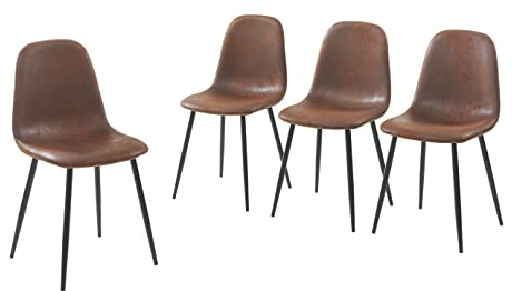 BAÏTA Lenavintage Set mit 4 Stühlen, Braun, L44 cm