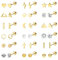Kakonia 18 Pares Pendientes De Acero Inoxidable Para Las Mujeres 20G Pequeño Hipoalergénico Flatback Pendientes Cruz Luna Estrella Cartílago Pendientes Oro