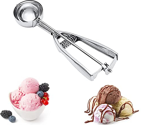 Cucharas de helado con fácil gatillo de acero inoxidable, cuchara de masa de galletas con gatillo, bola perfecta para hacer bolas de frutas, albóndigas, melón, magdalenas, puré de alimentos, 5 cm