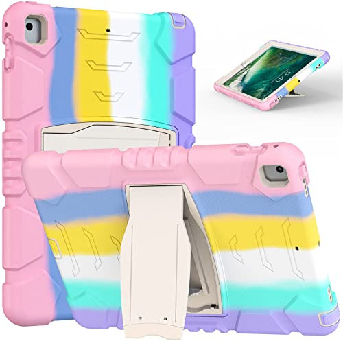 Gerutek Funda para iPad 9,7 Pulgadas (2018/2017, iPad 6ª/5ª Gen) / iPad Air 2 / iPad Pro 9,7, Estructura de 3 Capas, Resistente a los Golpes, con Soporte Integrado, Funda para iPad 9.7, Rosa Colorido