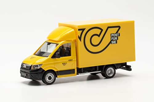 Herpa Modellauto Man TGE Koffer „Post Österreich“, originalgetreu im Maßstab 1:87, Auto Modell für Diorama, Modellbau Sammlerstück, Deko Automodelle aus Kunststoff