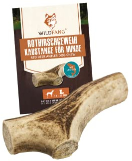 Wildfang® Rothirsch-Geweih Kauspielzeug – Hundespielzeug mit Lachs-Hirschgeweih, Zahnpflege für Hunde ohne Zusätze, natürliche Hirschgeweih Geweihe, ideal als Kauknochen Hund über 25 kg – 1er Pack