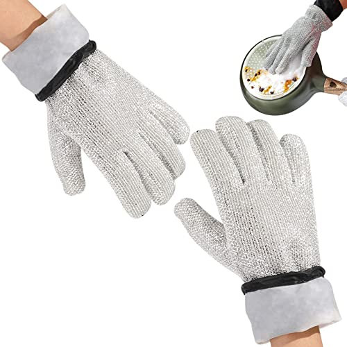 delr Guante para lavar platos, guante para lavar platos, guantes reutilizables para lavar platos con estropajo para guantes de cocina domésticos