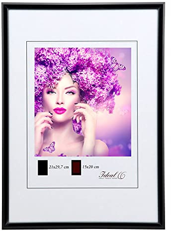 IDEAL TREND New Lifestyle Kunststoff Bilderrahmen Kunststoffrahmen Bildhalter Bildträger: Farbe: Schwarz | Format: 21x29,7 (DIN A4)