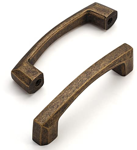 Amerdeco 10 Pièces Rétro Poignee de Meuble Cuisine bronze 76mm Alliage de zinc Poignées Meubles avec Vis, pour Bureaux, Tiroirs, Armoires, Placard