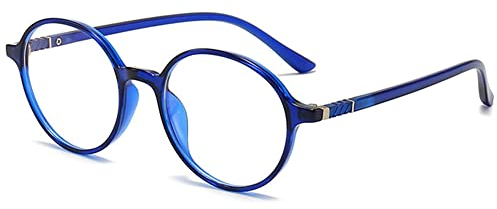 VEVESMUNDO Blaulichtfilter Lesebrille Runde Retro Groß Damen Herren Anti Blaulicht Lesehilf Sehhilfe Brille +1.0,+1.5,+2.0,+2.5,+3.0,+3.5,+4.0 (1 Stück Blau Lesebrille, +4.0)