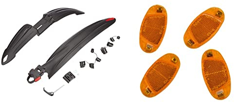 Fischer Unisex Spritzschutz Set 26 29, Schwarz, Uni EU & Unisex Fahrrad Reflektor 85400 Orange, Gelb, Einheitsgröße EU