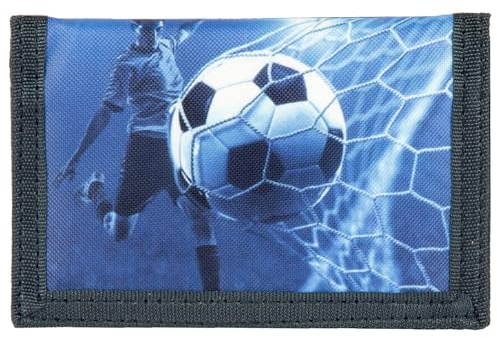Ragusa-Trade Fussball - Soccer Geldbeutel Portemonnaie Geldbörse für Kinder Jungen, blau/schwarz, 12 x 8 x 1 cm