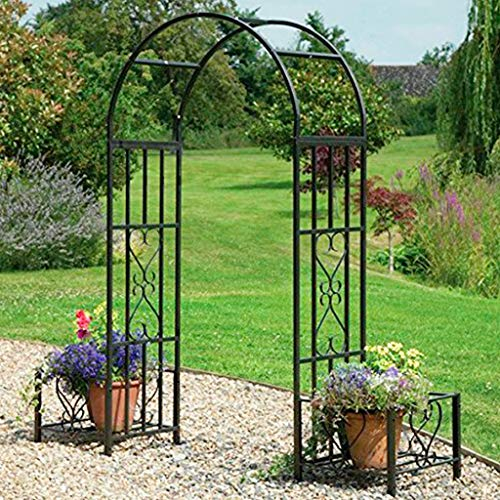 Arche De Jardin avec Support De Pot De Fleur, Arche De Rose pour Plantes Grimpantes De Roses, Jardin D'Arche De Soutien, Décoration De Mariage, 216 Cm X 50 Cm X 206 Cm (Noir)