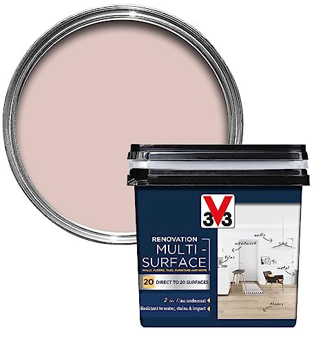 V33 Renovation Multi-Surface Paint - No Undercoat Needed - Over 20 Surfaces - Resistance To Water Stains & Impact - High Coverage - Bohemian Rose 750ml