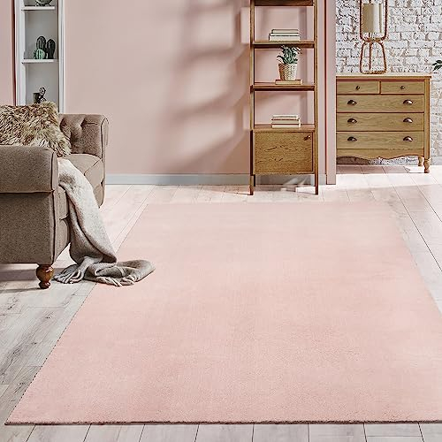 the carpet Relax Moderner Flauschiger Kurzflor Teppich, Anti-Rutsch Unterseite, Waschbar bis 30 Grad, Super Soft, Felloptik, Blush, 240 x 340 cm
