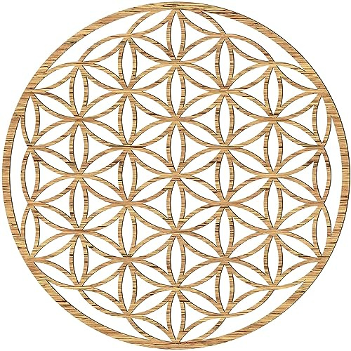 Blume des Lebens Wanddeko Holz rund Ø 43 cm – Bambus-Optik – Handgemacht