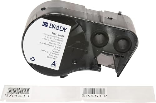 Brady Polyester-Etiketten für Etikettendrucker M510 & M511 – Selbstlaminierende Tiefkühletiketten für das Labor – Schwarz auf Wei (66.68 mm x 25.40 mm) – M5-75-461