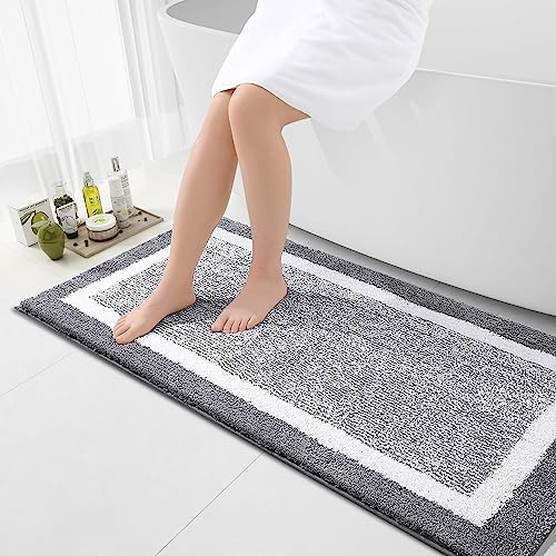 smiry rutschfeste Badezimmerteppich, Super Weich Saugfähig Badematte Waschbar Badteppich Flauschiger Duschvorleger für Badezimmer Mikrofaser Badvorleger Badematten- 60x120 cm, Grau