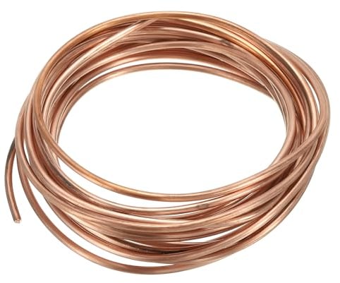 PATIKIL 16 Pies Sólido Desnudo Cobre Alambre, 11 Calibre 99.9% Puro Cobre Alambre 3mm Suave Cuentas Alambre Metal Planta Tallo Lazos para Joyería Artesanía (5m)