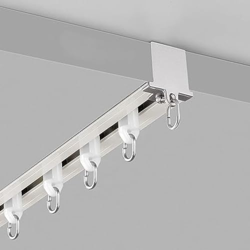 Integrierte Raumteiler-Gleitschiene, Versteckte Unsichtbare Vorhangschiene For Erkerfenster/Badezimmer/Büro/Hotel, Weiße Duschstange Mit Edelstahlhaken (Farbe : Silver, Größe : 1m/3.3ft)