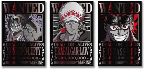 Anime One Piece Wanted Poster Eustass Luffy Law (2) Wandkunst Poster Drucke Wohnkultur Bild Leinwand Gemälde Poster 20 x 30 cm