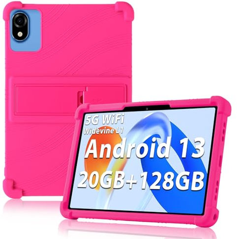ATOOZ Universal Case for Ckypad/DOOGEE U10/U9 Pro/T10W/TECLAST M40/P40HD/P30/P20 10.1,Soft Silicone Case for Blackview/OSCAL/BYYBUO/Hotlight/Higrace/Tpz/Sgin 10.1 Inch Tablet with Stand (Rose red)