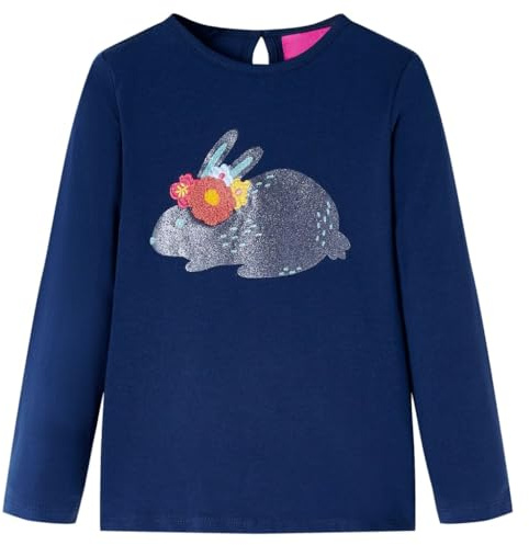 vidaXL Unisex Kinder Kids with Long Sleeves Children's Tee Top Glittering Rabbit T-Shirt