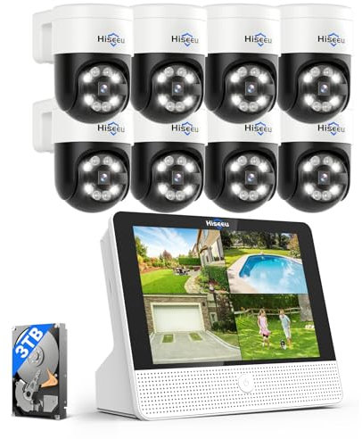 Hiseeu 4K 16CH PoE Security Camera System,CCTV Camera Security System w/5MP PTZ Home Security Cameras, PK-12V-8YHD985-CT
