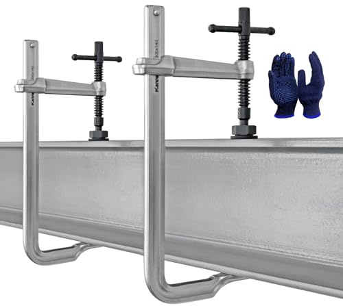 KARRYTON 2-Pack Heavy Duty 12 Inch F-Style Welding Clamps w/Replaceable Pad, 5-1/2-Inch(140mm) Deep Throat, Bar Size 1-1/5 * 3/5 Drop Forged Steel Bar Clamps, 2900LB Clamping Force