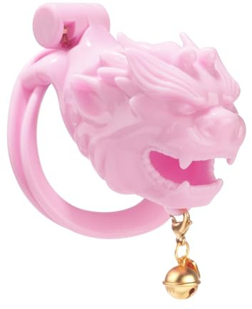 JSSMATE Dragon Male Cage Chastity Device Anti-Off Ring Invisible Lock Trompete mit kleinen Glocke (PINK, L)