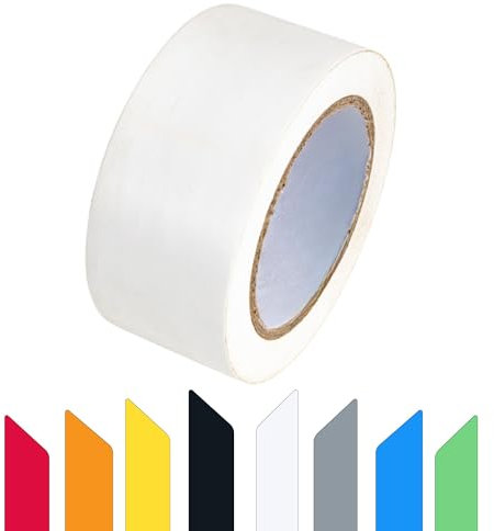 GTSE Nastro di marcatura per pavimento, 50 mm x 33 m, bianco – per piste da ballo e palestre, 1 Rotolo