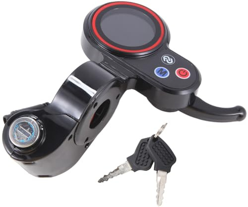 Yssevlon Scooter-Teile, 6-Poliges LCD-Display mit Schlüssel für Elektroroller, Display mit Verriegelung, Instrumenten-Armaturenbrett-Zubehör, Schwarz