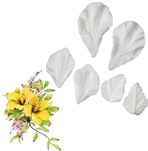6X Silicone Petal Leaves Veiner Cake Fondant Embosser Mold Sugarcraft Decor | Chocolate Baking Mould Tool Clay Craft Sugar Paste Gum Pastry Cupcake Topper Decorating Molds