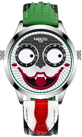 NIBOSI Herren Armbanduhr Uhren für Herren Analoges Quarz Clown Zifferblatt Armbanduhr Jungen modischer Cartoon wasserdichtes Lederarmband Herrenuhren Geschenke für Männer