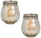 Vintage Kerzengläser Windlichter silber - 2 Moderne Windlichtgläser in 18 cm als Kerzenständer Laterne Teelichthalter - Boho Kerzenhalter Teelichtglas als Hochzeit Tisch-Deko Balkon Garten Deko